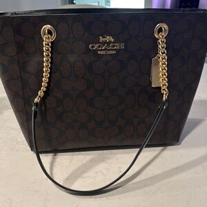 Coach Black and Gold Tote with Signature Style